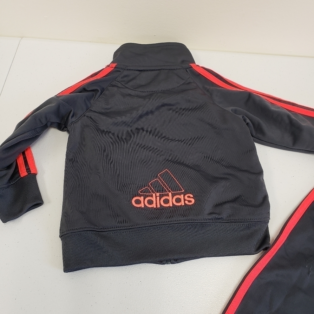 Adidas 2 Piece Tracksuit Gray Orange Baby Size 12M - Picture 3 of 7